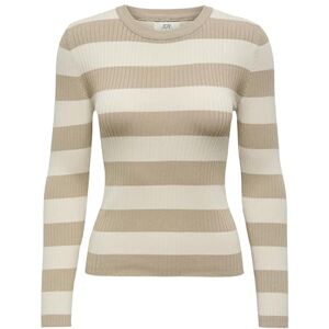 JDY dam plum L/S O-hals randig tröja knt tröja, Beige, L JDY dam plum L/S O-hals randig tröja knt tröja, Beige, L