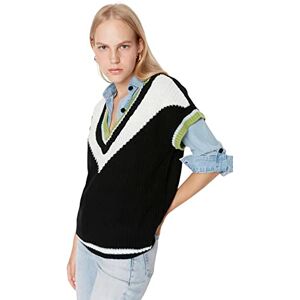 Trendyol V-Yaka stickade kläder för kvinnor, stickad tröja, svart, S, svart, S Trendyol V-Yaka stickade kläder för kvinnor, stickad tröja, svart, S, svart, S
