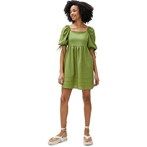 Koton dam linne mix puff ärm cut out detalj mini klänning, Khaki (838), 38 Koton dam linne mix puff ärm cut out detalj mini klänning, Khaki (838), 38