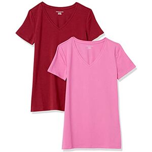 Amazon Essentials Women's Kortärmad V-ringad T-shirt klassisk passform, Pack of 2, Rosa/Vinröd, XL Amazon Essentials Women's Kortärmad V-ringad T-shirt klassisk passform, Pack of 2, Rosa/Vinröd, XL