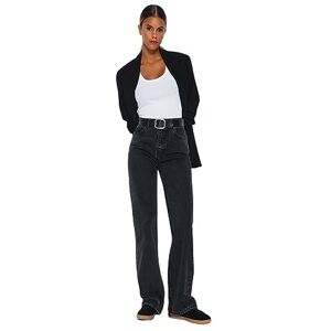 Trendyol dam raka breda ben hög midja jeans, antracit, 34 SE Trendyol dam raka breda ben hög midja jeans, antracit, 34 SE