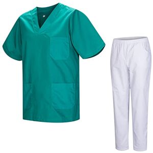 MISEMIYA Sanitär Uniform Unisex Medicinska sanitära uniformer med Vit Byxor 817-8312-VIT, Grön, XXL MISEMIYA Sanitär Uniform Unisex Medicinska sanitära uniformer med Vit Byxor 817-8312-VIT, Grön, XXL