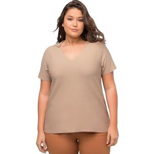 Ulla Popken , Damer, stora storlekar, kortärmad tröja med polokrage, Beige, 46/48 SE Ulla Popken , Damer, stora storlekar, kortärmad tröja med polokrage, Beige, 46/48 SE