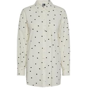 PIECES Pcnine Ls Long Shirt Bc, Egret/Aop: hjärtan, L PIECES Pcnine Ls Long Shirt Bc, Egret/Aop: hjärtan, L