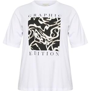 Kaffe Curve Plus Size T-shirt Crew Neck Graphic Half Sleeves Regular Fit, Optisk vit/grafisk kvadrat, S Stor Kaffe Curve Plus Size T-shirt Crew Neck Graphic Half Sleeves Regular Fit, Optisk vit/grafisk kvadrat, S Stor