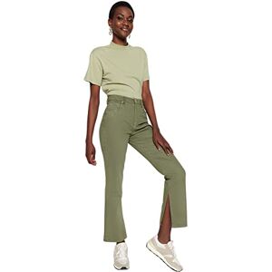 Trendyol Dam hög midja raka ben bootcut & utsvängda jeans, Khaki, 68 SE Trendyol Dam hög midja raka ben bootcut & utsvängda jeans, Khaki, 68 SE