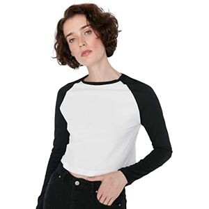 Trendyol Dam vanlig standard rundhalsad stickad T-shirt, Ecru, S Trendyol Dam vanlig standard rundhalsad stickad T-shirt, Ecru, S