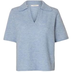 SELECTED WOMEN SELECTED Kvinnor Slflulu Ss Knit Polo Noos, Kashmirblå, XL SELECTED WOMEN SELECTED Kvinnor Slflulu Ss Knit Polo Noos, Kashmirblå, XL