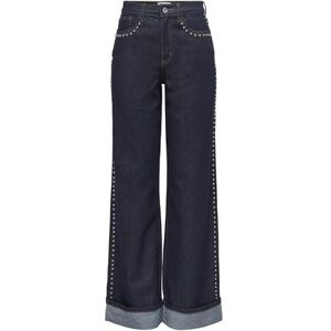 ONLY Onlhope Hw Wide Stud Fold Up DNM Mae, Mörkblå denim, 26W / 32L ONLY Onlhope Hw Wide Stud Fold Up DNM Mae, Mörkblå denim, 26W / 32L
