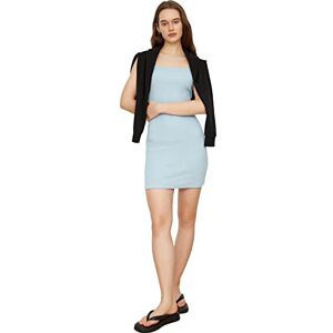 Trendyol Dam border bodycon mini stickad klänning klänning, blå, extra liten Trendyol Dam border bodycon mini stickad klänning klänning, blå, extra liten