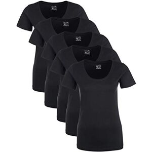 Berydale T-shirt med rund hals i 100 % bomull, Dam, Svart (5-pack), XL Berydale T-shirt med rund hals i 100 % bomull, Dam, Svart (5-pack), XL