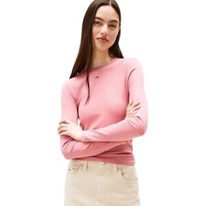 Tommy Jeans kvinnors Slim Fit Essential långärmad topp utan huva, Rosa (Tahiti bär), XS Tommy Jeans kvinnors Slim Fit Essential långärmad topp utan huva, Rosa (Tahiti bär), XS