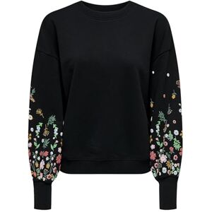 ONLY Onlbrooke L/S O-hals blomma SWT, Svart/tryck: ärmlös blomma, S ONLY Onlbrooke L/S O-hals blomma SWT, Svart/tryck: ärmlös blomma, S