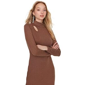 Trendyol Dam midi standard smal stickad klänning, BEIgE, S Trendyol Dam midi standard smal stickad klänning, BEIgE, S
