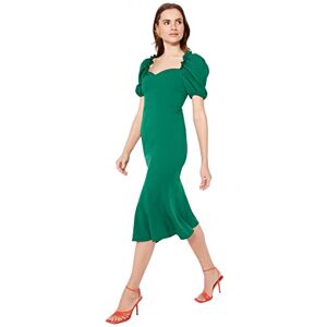 Trendyol Dam party midi bodycon figurnära tyg klänning, smaragd, 36 Trendyol Dam party midi bodycon figurnära tyg klänning, smaragd, 36