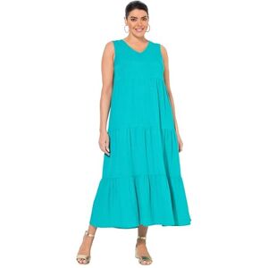 Ulla Popken damer stora storlekar överdimensionerade plus size stay-maxiklänning, A-linje, V-hals, ärmlös 839135, Turkos, 46 Ulla Popken damer stora storlekar överdimensionerade plus size stay-maxiklänning, A-linje, V-hals, ärmlös 839135, Turkos, 46