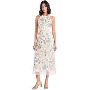 Maggy London Dam blommigt broderi halterneck midi rygg V-ringad klänning, röd/rosa, 30, Röd/rosa, 34 Maggy London Dam blommigt broderi halterneck midi rygg V-ringad klänning, röd/rosa, 30, Röd/rosa, 34