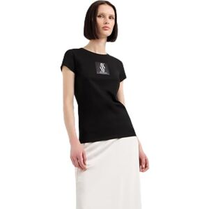 Giorgio Armani Dam Slim Fit Silk Patch Monogram Logo T-shirt, svart, XL Giorgio Armani Dam Slim Fit Silk Patch Monogram Logo T-shirt, svart, XL