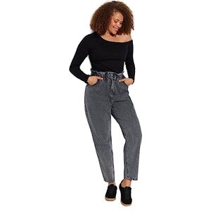 Trendyol kvinnor plus size hög midja raka ben plus size jeans, Grå, 68 Trendyol kvinnor plus size hög midja raka ben plus size jeans, Grå, 68