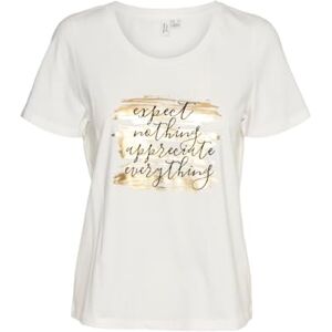 VERO MODA VMVAILEY S/S O-hals T-shirt JRS BTQ GA, Snövit/tryck: allt W. Guldfolie, M VERO MODA VMVAILEY S/S O-hals T-shirt JRS BTQ GA, Snövit/tryck: allt W. Guldfolie, M