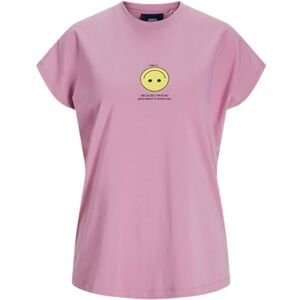 JJXX JACK&JONES JXASTRID SL Boxy Print Tee JRS, Moonlite mauve/tryck: gul smiley, M JJXX JACK&JONES JXASTRID SL Boxy Print Tee JRS, Moonlite mauve/tryck: gul smiley, M