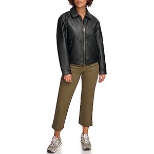 Levi's Women's Faux Leather Lightweight Dad Bomber Jacket, Pebbled Black Levi's Women's Faux Leather Lightweight Dad Bomber Jacket, Pebbled Black