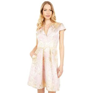 Vince Camuto Dam Jacquard keps ärm passform och flare cocktailklänning, Rouge, 40 SE Vince Camuto Dam Jacquard keps ärm passform och flare cocktailklänning, Rouge, 40 SE