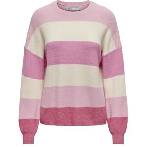 ONLY Stickad damtröja med rund hals, ribbade muddar djup axeltröja, Pink Lady/ränder: w. Jetstream/Moonlight/Pink Yarrow, XS ONLY Stickad damtröja med rund hals, ribbade muddar djup axeltröja, Pink Lady/ränder: w. Jetstream/Moonlight/Pink Yarrow, XS