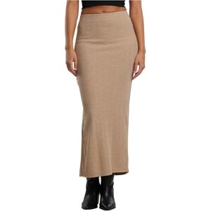 Urban Classics Rock Ladies Rib High Slit kjol, maxikjol med slits, 7/8 längd, smal passform, beigemelerad, XL Urban Classics Rock Ladies Rib High Slit kjol, maxikjol med slits, 7/8 längd, smal passform, beigemelerad, XL