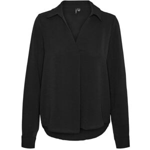 VERO MODA VMALVA L/S krage topp WVN GA, svart, M VERO MODA VMALVA L/S krage topp WVN GA, svart, M
