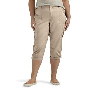 Lee Dam plusstorlek Flex-to-go medelhög midja avslappnad passform cargo capribyxor, Pionjär beige, 52-stor Lee Dam plusstorlek Flex-to-go medelhög midja avslappnad passform cargo capribyxor, Pionjär beige, 52-stor