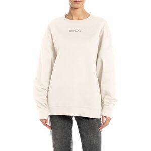 Replay dam oversize sweatshirt av bomull, 300 vintervit, S Replay dam oversize sweatshirt av bomull, 300 vintervit, S