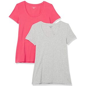 Amazon Essentials dam klassisk passform kortärmad rund hals t-shirt (finns i plusstorlek), 2-pack, ljusgrå ljung/varmrosa, X-Small Amazon Essentials dam klassisk passform kortärmad rund hals t-shirt (finns i plusstorlek), 2-pack, ljusgrå ljung/varmrosa, X-Small