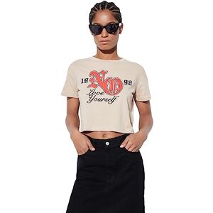Trendyol Dam vanlig basic rundhalsad stickad T-shirt, STEN, M Trendyol Dam vanlig basic rundhalsad stickad T-shirt, STEN, M