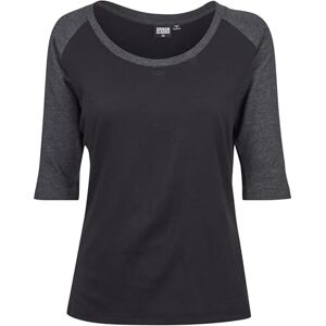 Urban Classics Dam dam 3/4 kontrast raglan T-shirt t-shirt, flerfärgad (svart/charcoal), XS Urban Classics Dam dam 3/4 kontrast raglan T-shirt t-shirt, flerfärgad (svart/charcoal), XS