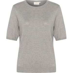 KAFFE Dam pullover kortärmad rund hals normal passform hip längd, Grå melange, XS KAFFE Dam pullover kortärmad rund hals normal passform hip längd, Grå melange, XS