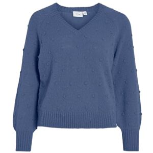 Vila Vituli L/S V-hals Gliter stickad topp/Pb, Bijou blå, M Vila Vituli L/S V-hals Gliter stickad topp/Pb, Bijou blå, M