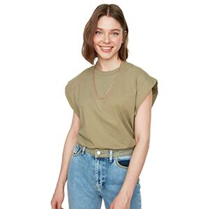 Trendyol Kvinnors kaki ärmlös basic stickad t-shirt, stor Trendyol Kvinnors kaki ärmlös basic stickad t-shirt, stor