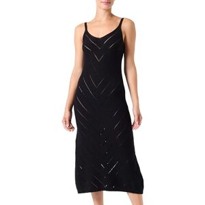KAFFE Kvinnors midiklänning ärmlös smal passform stickad hål mönster scoop neck, Svart djup, M KAFFE Kvinnors midiklänning ärmlös smal passform stickad hål mönster scoop neck, Svart djup, M