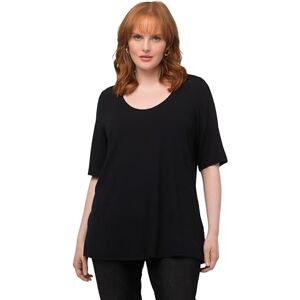 Ulla Popken damer stora storlekar överdimensionerade plus size t-shirt främre dubbelskiktad V-ringad halv ärm 50 +, svart, 50-52 Ulla Popken damer stora storlekar överdimensionerade plus size t-shirt främre dubbelskiktad V-ringad halv ärm 50 +, svart, 50-52