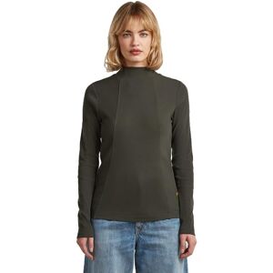 G-STAR A line Slim Rib Mock t ls wmn, Grå (Asfalt D26905-e136-995), M G-STAR A line Slim Rib Mock t ls wmn, Grå (Asfalt D26905-e136-995), M