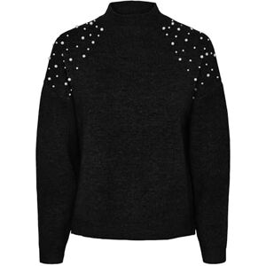 PIECES Dam Pcpearla Ls Knit Bc tröja, svart, XL PIECES Dam Pcpearla Ls Knit Bc tröja, svart, XL