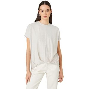 Koton Women Relax Fit T-shirt Front Stitch Short Sleeve Crew Neck, Beige (057), XXL Koton Women Relax Fit T-shirt Front Stitch Short Sleeve Crew Neck, Beige (057), XXL
