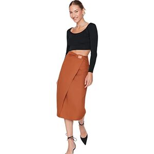 Trendyol Dam midi pennvävd kjol, brun, 34, Brun, 60 SE Trendyol Dam midi pennvävd kjol, brun, 34, Brun, 60 SE