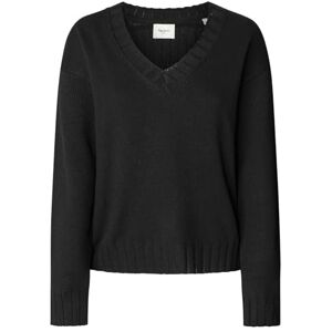 Pepe Jeans Cherice V Neck stickade kläder, svart (svart) storlek L för kvinnor, svart, L Pepe Jeans Cherice V Neck stickade kläder, svart (svart) storlek L för kvinnor, svart, L