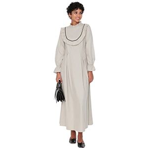 Trendyol mode damer trendig design maxi A-linje stående krage vävd klänning, Beige, 36 Trendyol mode damer trendig design maxi A-linje stående krage vävd klänning, Beige, 36