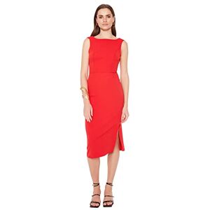 Trendyol Midi-bodycon figurnära tygklänning för kvinnor, röd, 36 Trendyol Midi-bodycon figurnära tygklänning för kvinnor, röd, 36