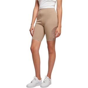 Urban Classics Damer damer hög midja spets inuti cykel yoga shorts, mjuk taupe, 5XL Urban Classics Damer damer hög midja spets inuti cykel yoga shorts, mjuk taupe, 5XL