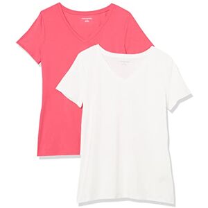 Amazon Essentials Women's Kortärmad V-ringad T-shirt klassisk passform, Pack of 2, Ljust rosa/Vit, XXL Amazon Essentials Women's Kortärmad V-ringad T-shirt klassisk passform, Pack of 2, Ljust rosa/Vit, XXL