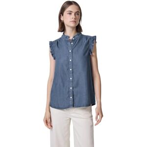 Street One Studio blus med volangdetaljer medium blå mjuk tvättad 46, Medium blå mjuk tvättad, 46 Street One Studio blus med volangdetaljer medium blå mjuk tvättad 46, Medium blå mjuk tvättad, 46